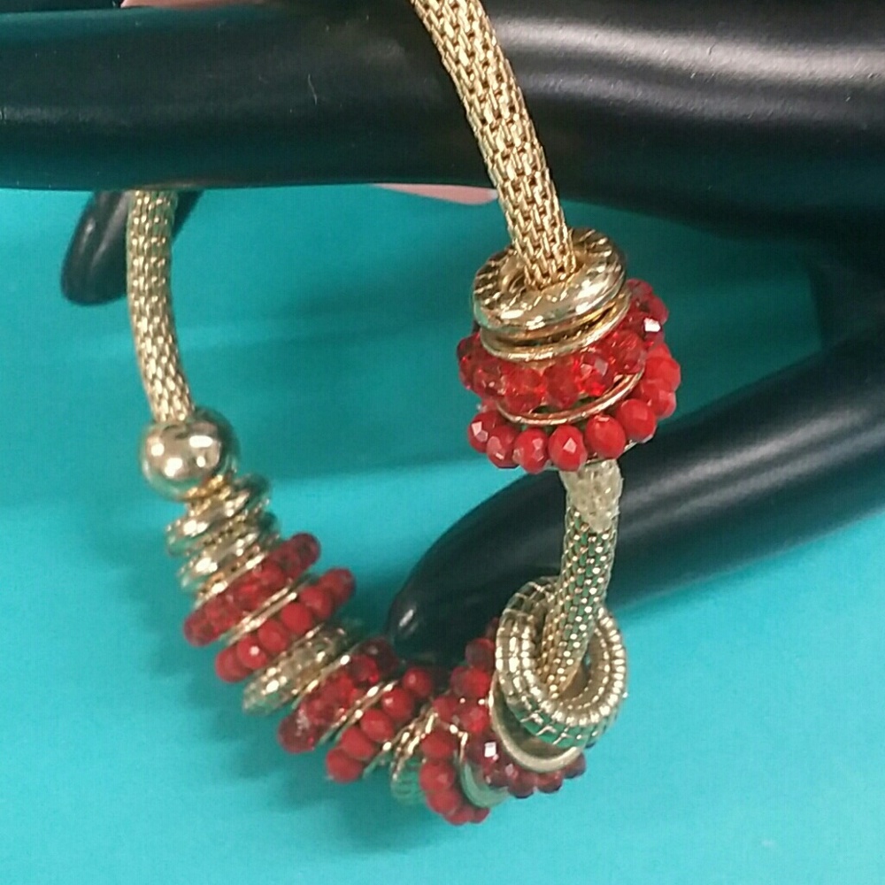 Charming Charlie stretch bracelet with red charms new